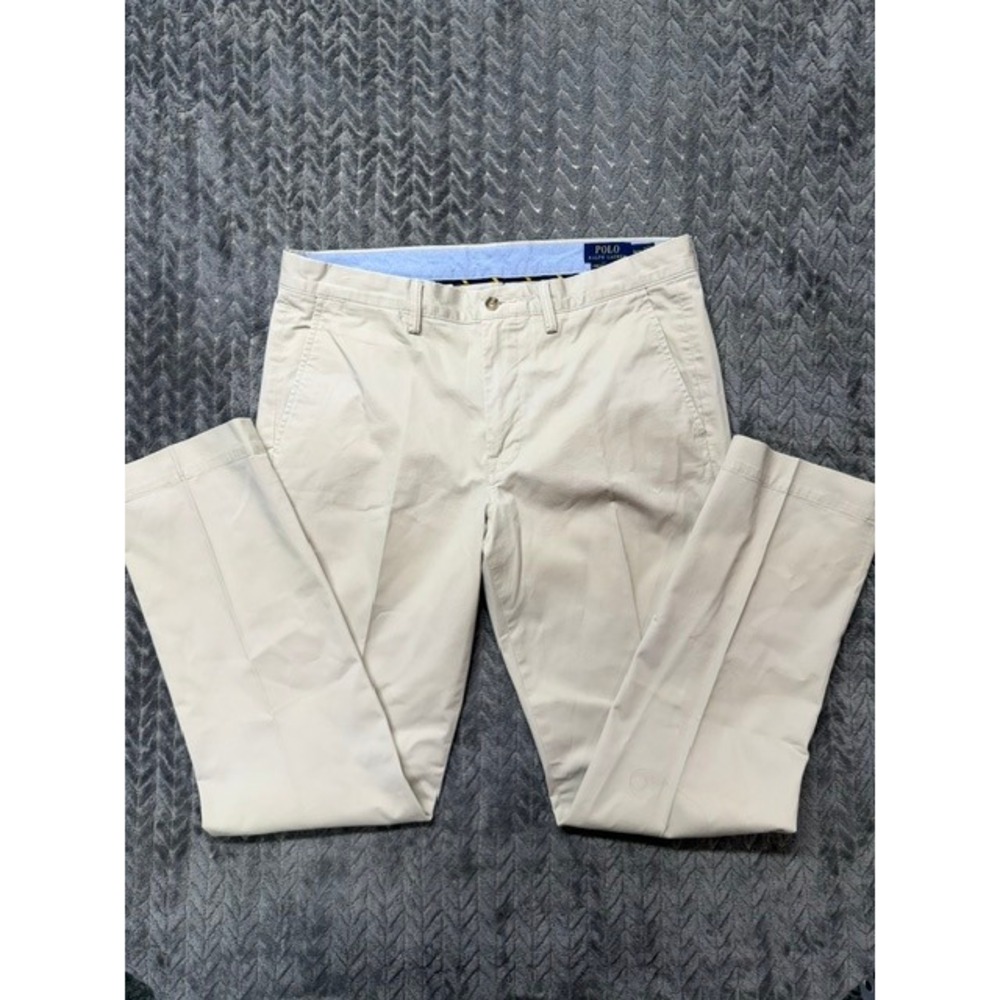 Polo Ralph Lauren Mens 34x32 Stretch Straight Fit Chino Pants Tan Khaki 0588